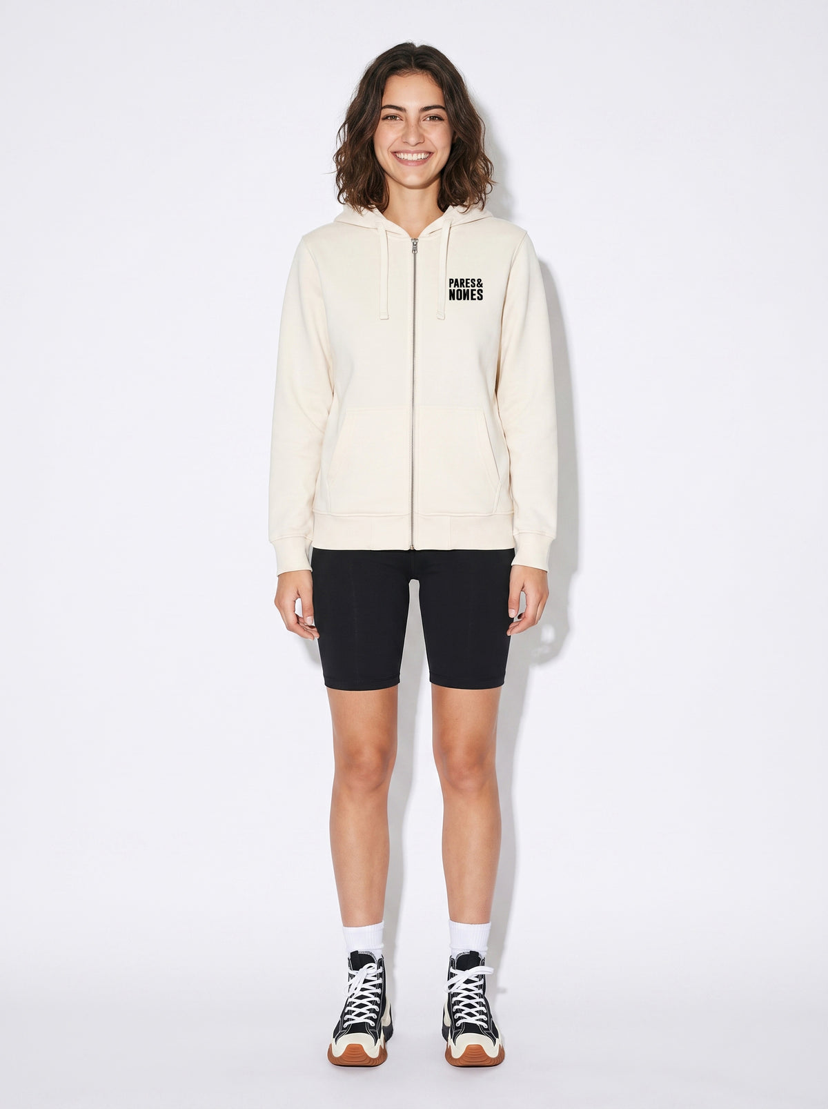 Sudadera con Cremallera Blanca